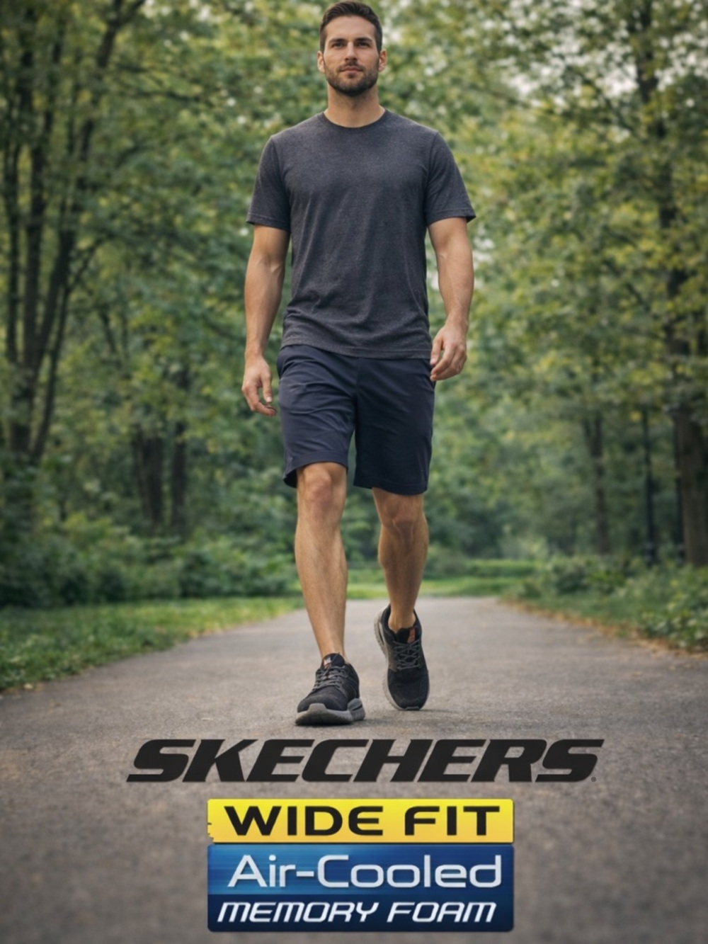 Skechers Men’s Black Athletic Sneakers with Gray Sole